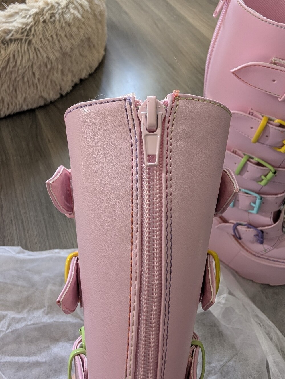 YRU DUNE RAINBOW - PASTEL PINK KNEE HIGH BOOTS | SIZE 6 - Picture 2 of 5